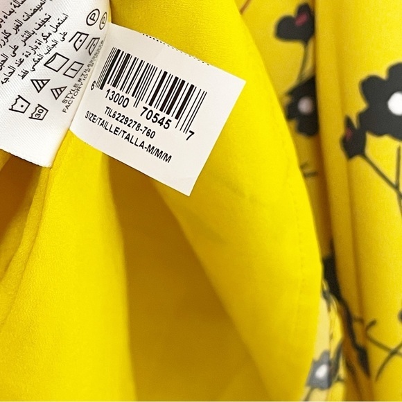 BCBGeneration Women's Yellow Bow Tie Floral Ruffle Dress - Medium - Picture 8 of 13